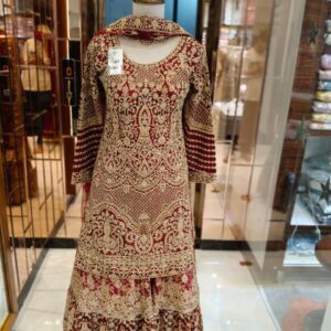 Deep Maroon velvet lehenga